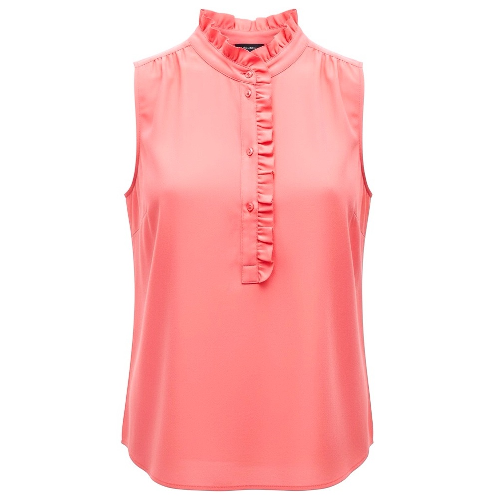 J. Crew Coral Sleeveless Ruffle Blouse
